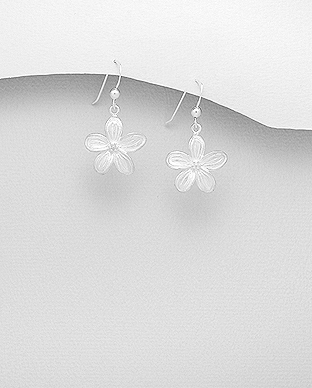 706-28525 - Wholesale 925 Sterling Silver Flower Hook Earrings