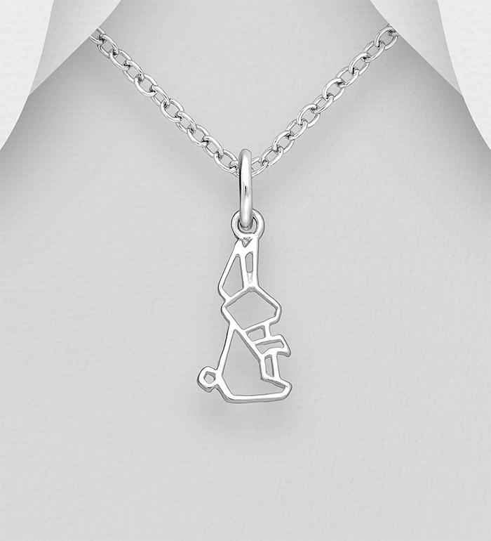 706-28563 - Wholesale 925 Sterling Silver Origami Rabbit Pendant