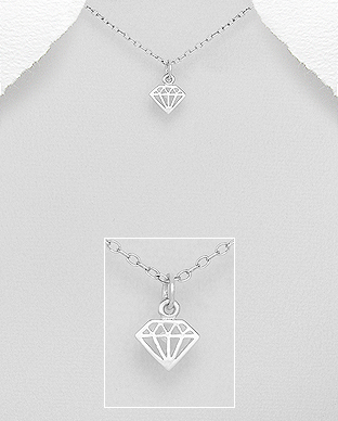 706-28564 - Wholesale 925 Sterling Silver Geometric Diamond Shape Pendant