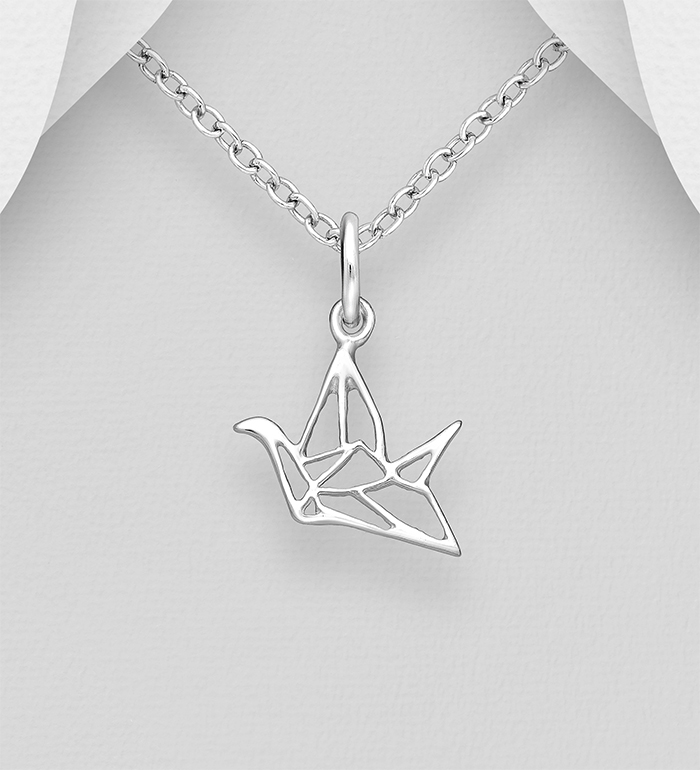 706-28567 - Wholesale 925 Sterling Silver Origami Bird Pendant