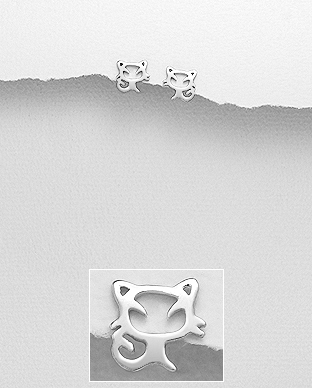 706-28578 - Wholesale 925 Sterling Silver Cat Push-Back Earrings