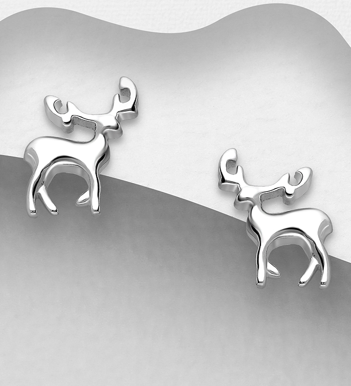 706-28579 - Wholesale 925 Sterling Silver Deer Push-Back Earrings