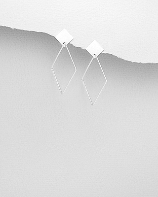 706-28660 - Wholesale 925 Sterling Silver Rhombus Push-Back Earrings