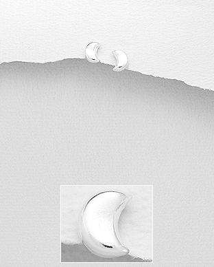 706-28661 - Wholesale 925 Sterling Silver Moon Push-Back Earrings