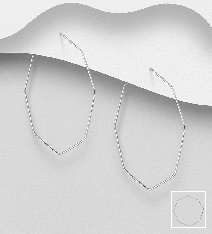 706-28668 - Wholesale 925 Sterling Silver Octagon Wire Hoop Earrings
