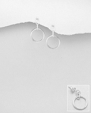 706-28672 - Wholesale 925 Sterling Silver Links Circle Push-Back Earrings