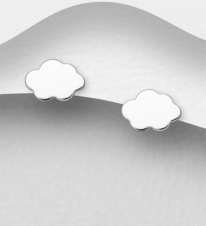 706-28677 - Wholesale 925 Sterling Silver Cloud Push-Back Earrings