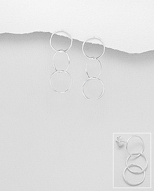 706-28712 - Wholesale 925 Sterling Silver Inter lock Push-Back Earrings