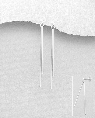 706-28740 - Wholesale 925 Sterling Silver Bar Push-Back Earrings