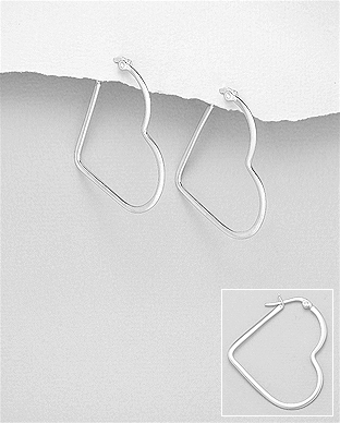 706-28814 - Wholesale 925 Sterling Silver Heart Hoop Earrings
