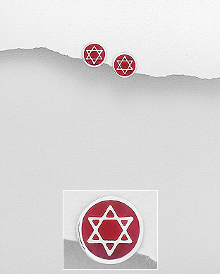 706-28835 - Wholesale 925 Sterling Silver Star of David Push-Back Earrings Decorated With Colored Enamel