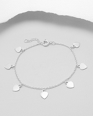 706-28850 - Wholesale 925 Sterling Silver Bracelet Featuring Heart Charms