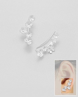 706-28903 - Wholesale 925 Sterling Silver Flower Ear Pins