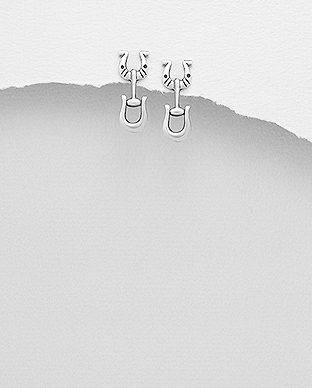 706-28947 - Wholesale 925 Sterling Silver Oxidized Horseshoe Push-Back Earrings