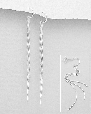 706-28949 - Wholesale 925 Sterling Silver Long Chain Push-Back Earrings