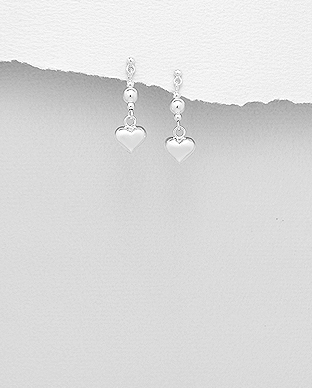 706-28966 - Wholesale 925 Sterling Silver Heart And Ball Push-Back Earrings