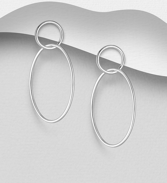 706-28994 - Wholesale 925 Sterling Silver Circle Links Push-Back Earrings