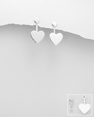 706-29005 - Wholesale 925 Sterling Silver Heart Jacket Earrings