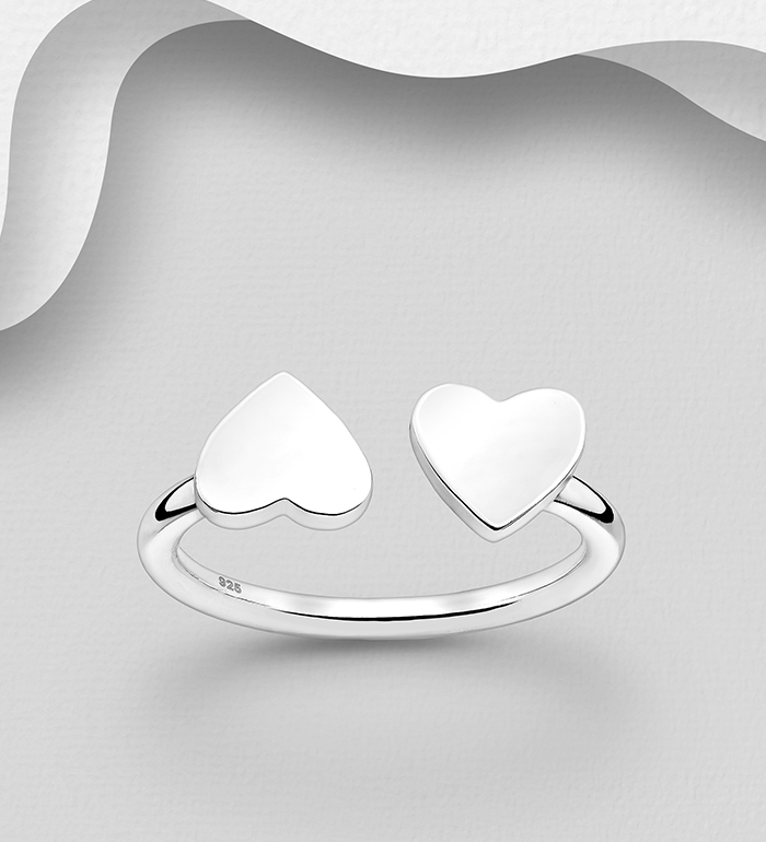 706-29052 - Wholesale 925 Sterling Silver Adjustable Heart Ring