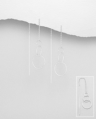 706-29104 - Wholesale 925 Sterling Silver Interlock Circle Threader Earrings