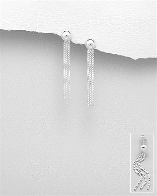 706-29119 - Wholesale 925 Sterling Silver Tassel Chain Push-Back Earrings