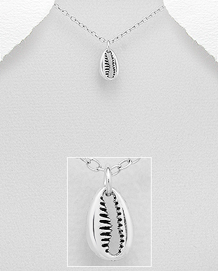 706-29138 - Wholesale 925 Sterling Silver Oxidized Shell Pendant