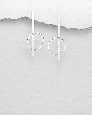 706-29148 - Wholesale 925 Sterling Silver Bar And Circle Push-Back Earrings