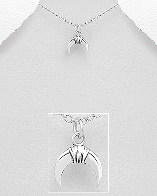 706-29166 - Wholesale 925 Sterling Silver Oxidized Horn Pendant