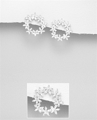 706-29177 - Wholesale 925 Sterling Silver Flower Push-Back Earrings