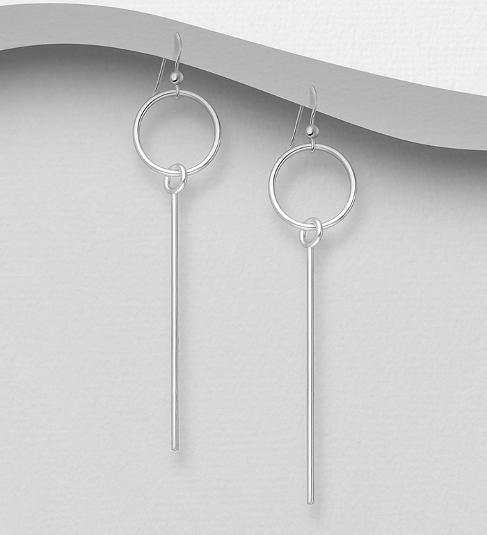 706-29204 - Wholesale 925 Sterling Silver Bar And Circle Hook Earrings