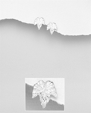 706-29211 - Wholesale 925 Sterling Silver Leaf Push-Back Earrings