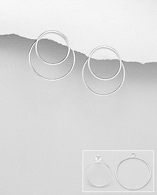 706-29269 - Wholesale 925 Sterling Silver Circle Jacket Earrings