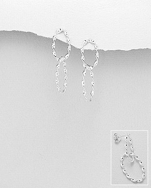 706-29285 - Wholesale 925 Sterling Silver Oval Links Push-Back Earrings