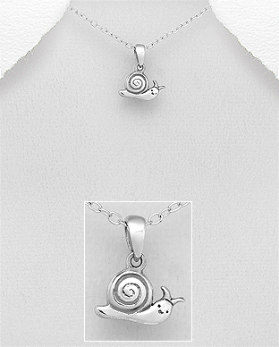 706-29318 - Wholesale 925 Sterling Silver Oxidized Snail Pendant