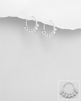 706-29374 - Wholesale 925 Sterling Silver Ball Hoop Earrings