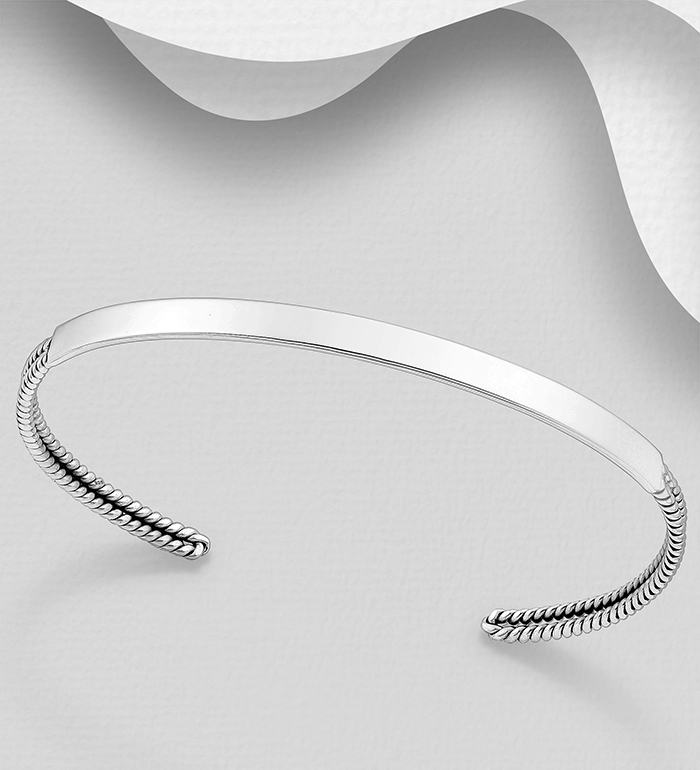 706-29429 - Wholesale 925 Sterling Silver Oxidized Cuff Bracelet
