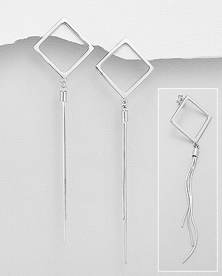 706-29451 - Wholesale 925 Sterling Silver Square Push-Back Earrings