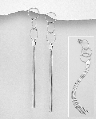 706-29454 - Wholesale 925 Sterling Silver Links And Tassel Push-Back Earrings