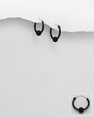 706-29499 - Wholesale 925 Sterling Silver Hoop Earrings Featuring Ball Decorated With Colored Enamel