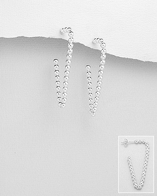 706-29530 - Wholesale 925 Sterling Silver Ball Push-Back Earrings