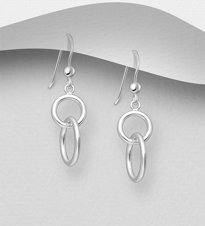 706-29556 - Wholesale 925 Sterling Silver Circle Links Hook Earrings
