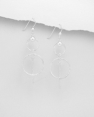 706-29558 - Wholesale 925 Sterling Silver Circle And Ball Hook Earrings