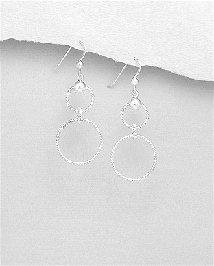 706-29560 - Wholesale 925 Sterling Silver Interlock Circle Earrings