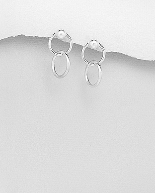 706-29590 - Wholesale 925 Sterling Silver Ball, Circle Links Push-Back Earrings