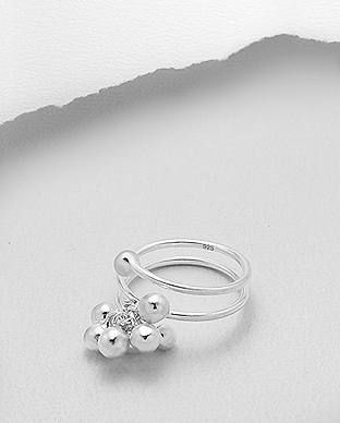 706-29596 - Wholesale 925 Sterling Silver Ring Featuring Ball Beads