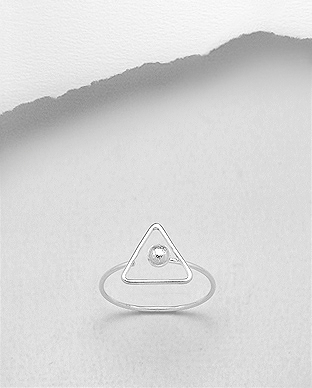 706-29597 - Wholesale 925 Sterling Silver Geometric Wire Ring Featuring Triangle And Ball