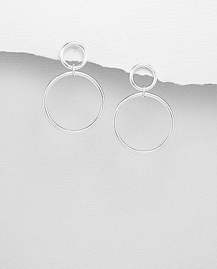 706-29599 - Wholesale 925 Sterling Silver Circle Push-Back Earrings