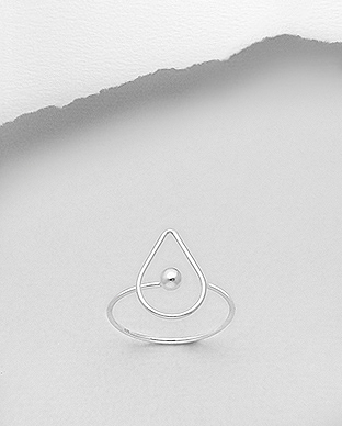 706-29606 - Wholesale 925 Sterling Silver Ball And Drop Wire Ring
