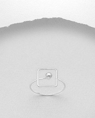 706-29611 - Wholesale 925 Sterling Silver Geometric Wire Ring Featuring Ball And Square