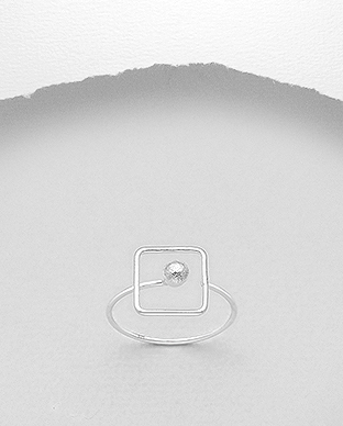 706-29611 - Wholesale 925 Sterling Silver Geometric Wire Ring Featuring Ball And Square